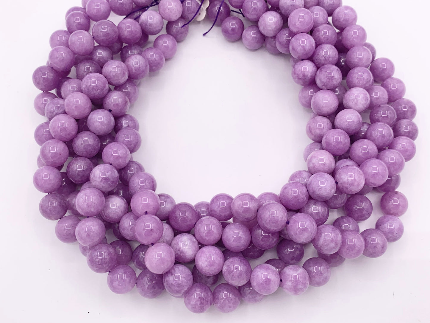 Lilac Purple Dyed Malaysian Jade Round Smooth Shiny Natural Stone Beads Beautiful Purple Color Beads 6mm 8mm 10mm 12mm Around 15"