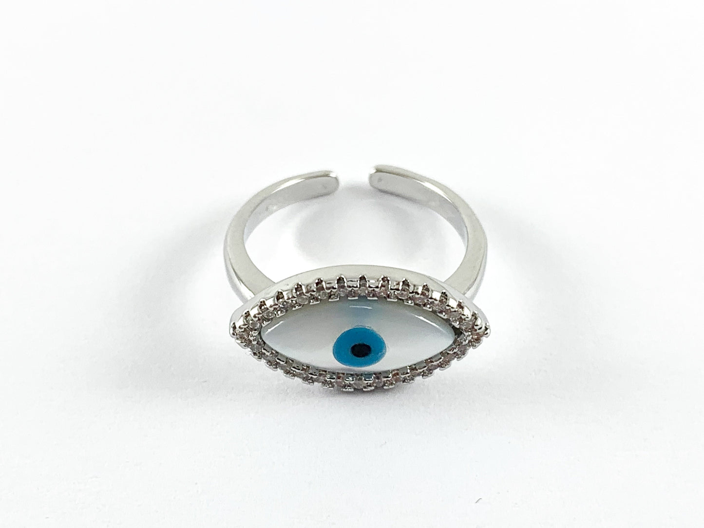 18K Real Gold/Platinum Plated CZ Pave Evil Eye Statement Ring 4PCS