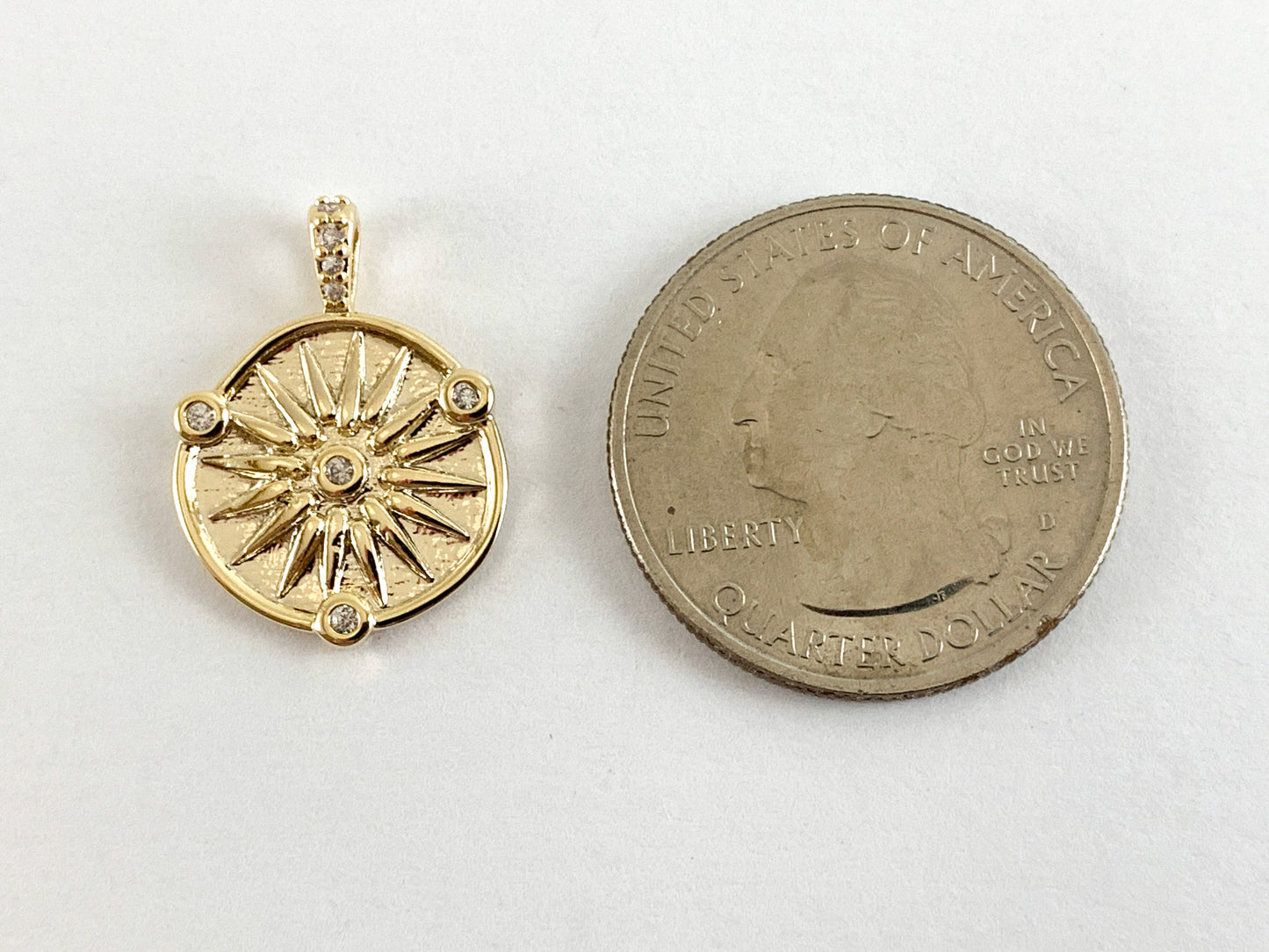 Real Gold 18K Plated Micro CZ Coin Star Pave Charm Over Brass 5PCS