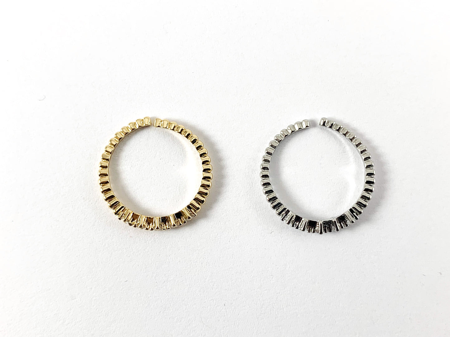 Real Gold/Platinum 18K Plated Copper CZ Pave Dainty Minimalist Adjustable Ring 5PCS