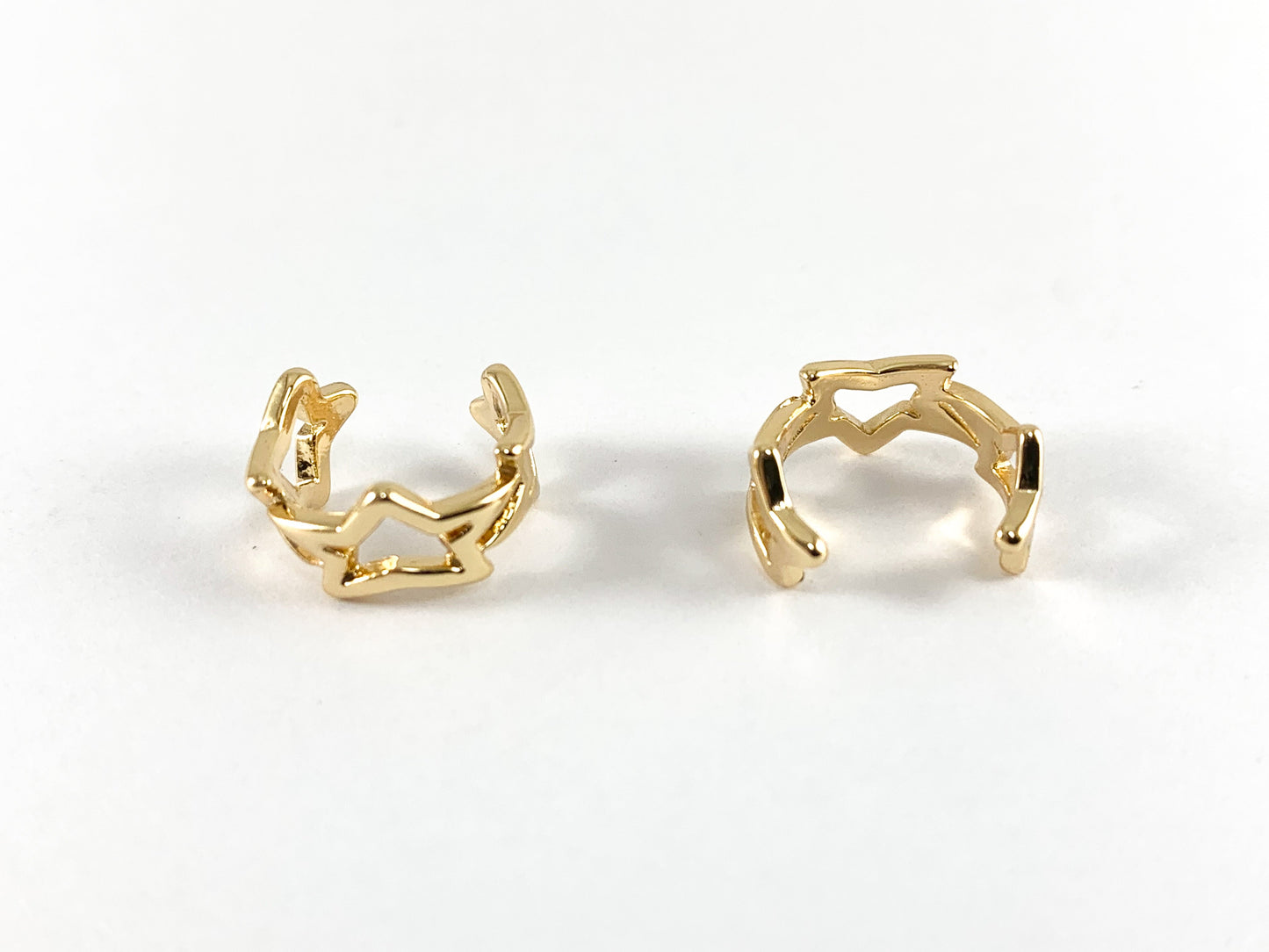 Real Gold 18K Plated Brass Stars Ear Cuffs (No Piercing!!) 8PCS