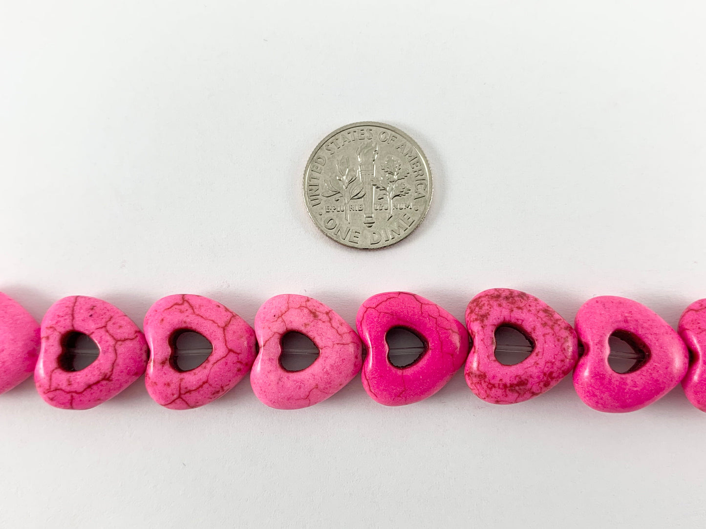 Valentine's Day Hollow Heart Shape Howlite Beads 15"