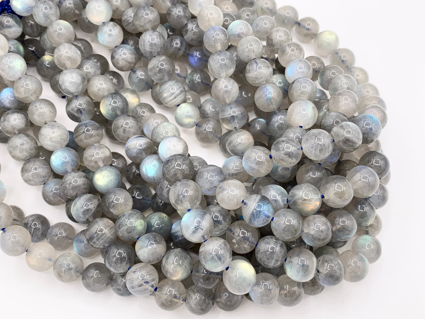 Grade AAA Labradorite Beautiful Blue Flash Round Smooth Natural Light Gray Gemstone Beads 4mm, 5mm, 6mm, 7mm, 8mm, 9mm, 11mm Around 14"-15"