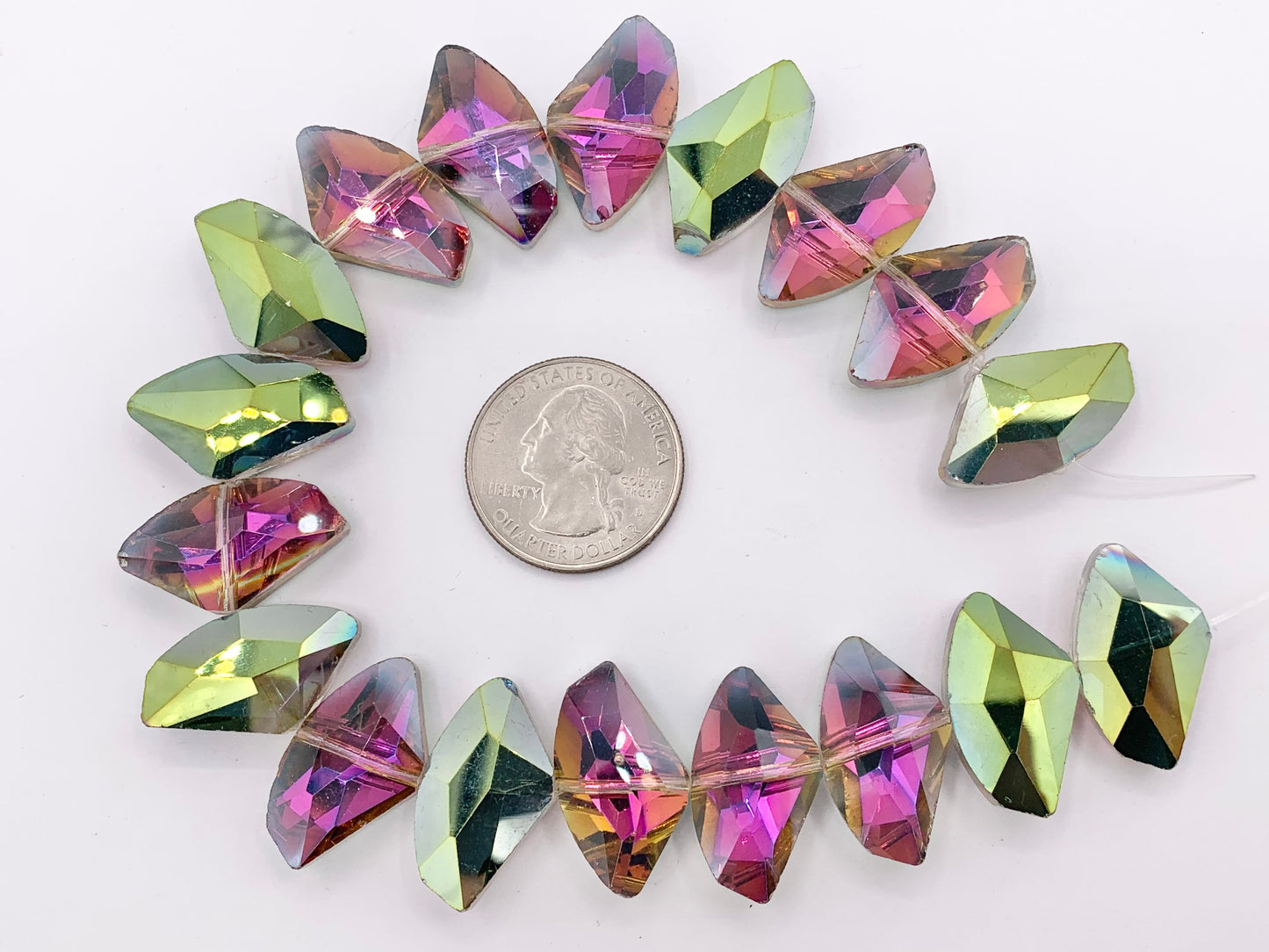 24x14mm Irregular Shape Crystal Faceted Shiny Glass Geometric Triangular Beads Strand 15 Colors Available!! (Swipe to See Numbered Colors)