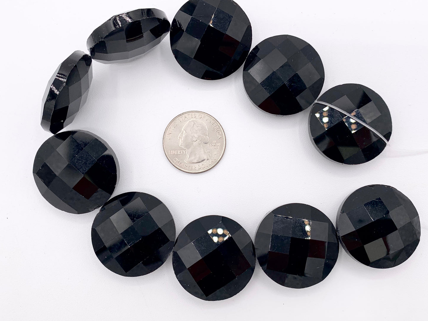 30mm Crystal Coin Faceted Shiny Glass Beads Strand 15 Colors Available!!