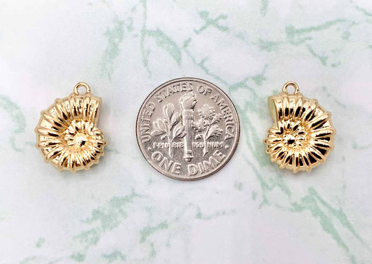 Cute Small Conch Shell Charms Pendants in 18K Gold Plated Copper Base 8 PCS