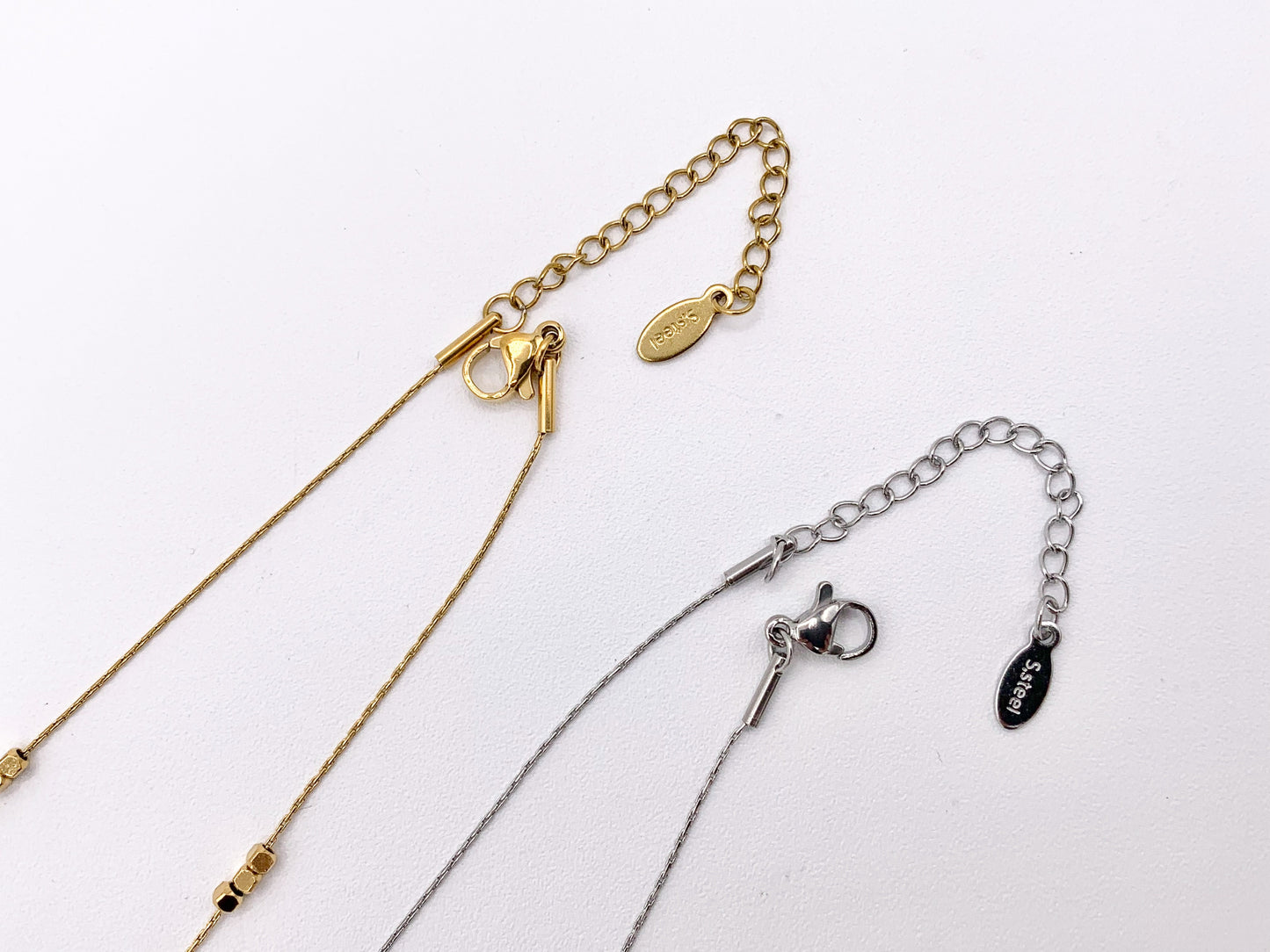 Delicate Nugget Necklace Gold/Silver Plated Stainless Steel Dainty Flexible Minimalist Finished Necklace 16" with Extension Link