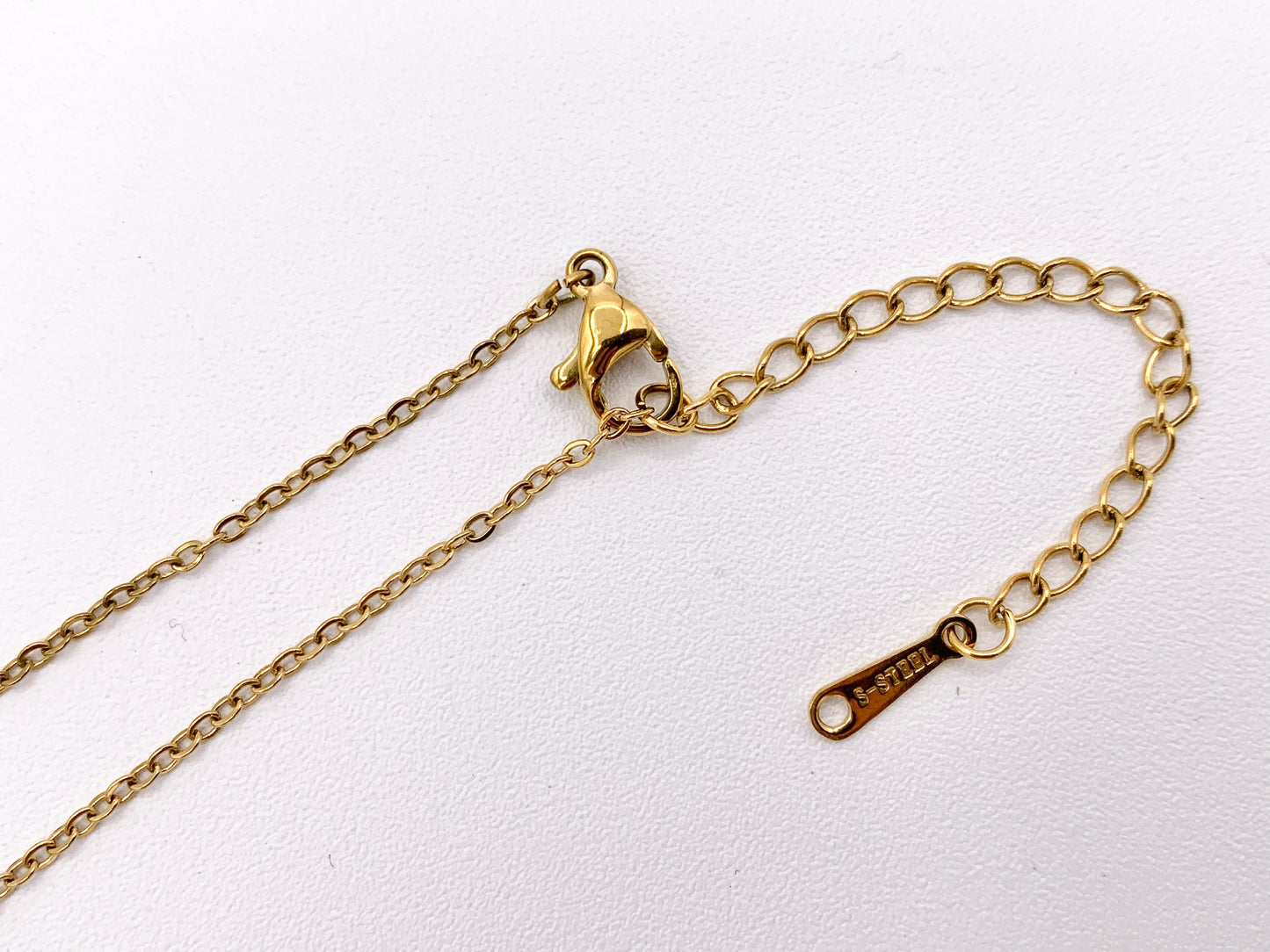 Delicate MOP Heart CZ Charm Satellite Necklace Gold Plated Stainless Steel Dainty Minimalist Finished Necklace 16" with Extension Link