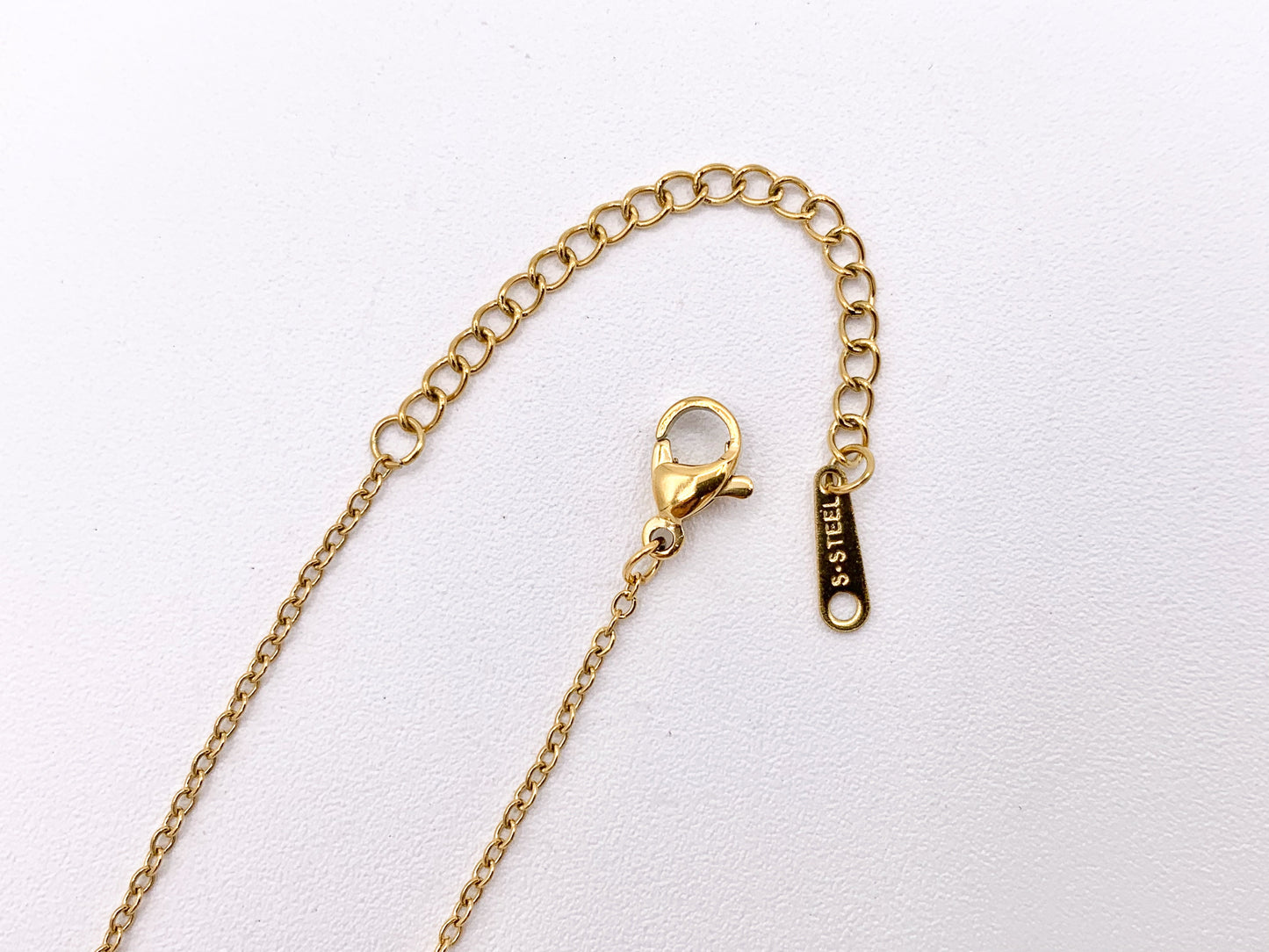 Delicate Dangle Pendant Necklace Gold Plated Stainless Steel Dainty Flexible Minimalist Finished Necklace 16" with Extension Link