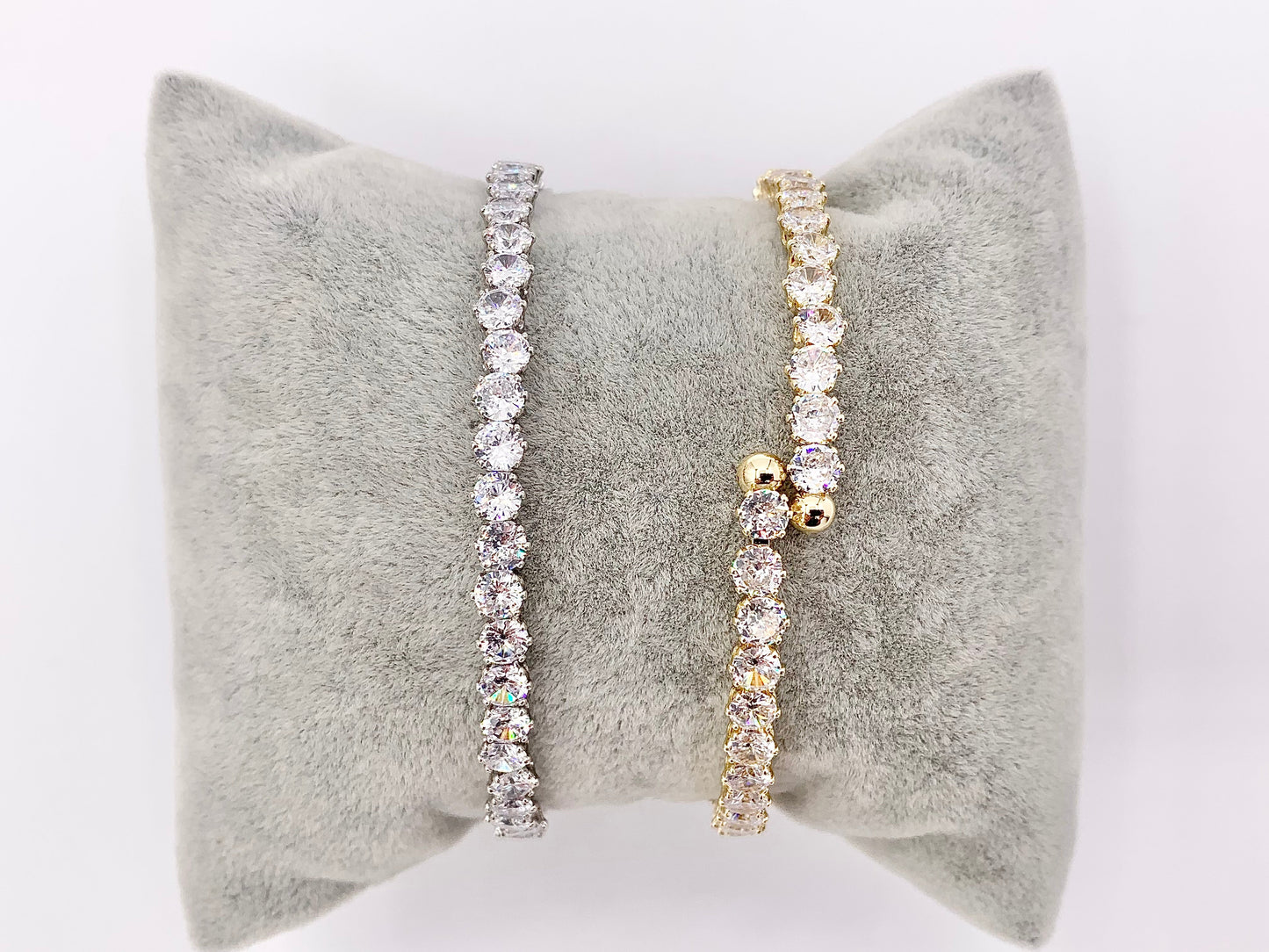 CZ Pave Cluster Rhinestone Baguette Fancy Flexible Bracelet Cuffs In Real Gold/Platinum 18K Plated Copper 4 PCS