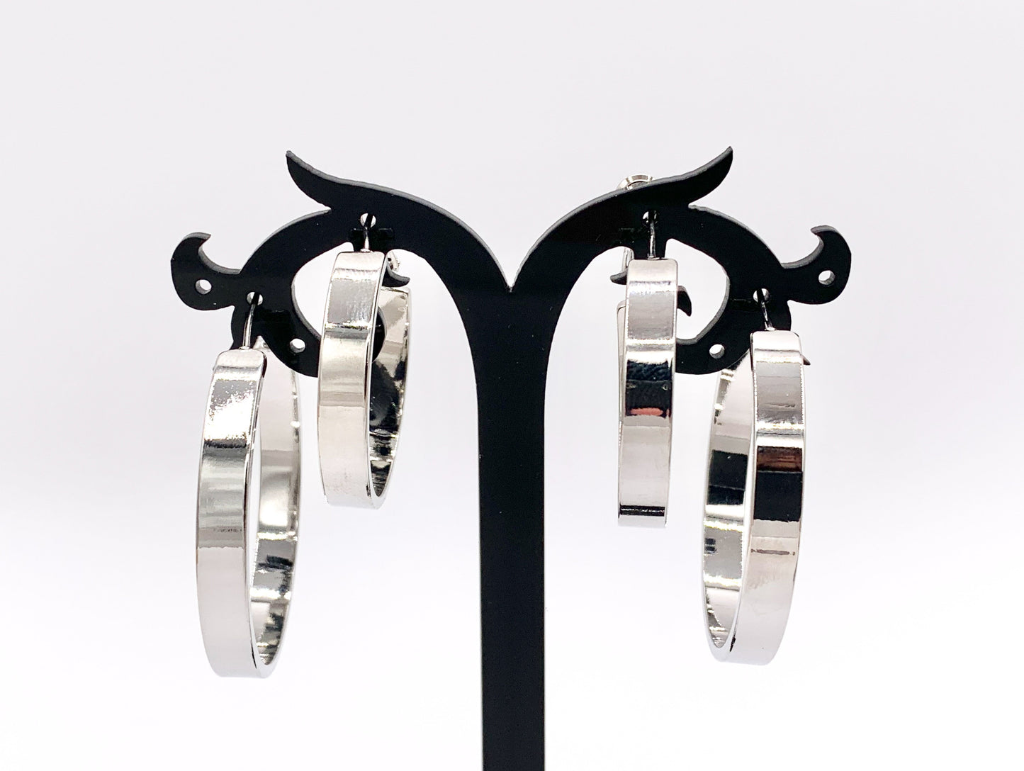 2 Sizes Simple Plain Hoop Earrings Real 18K Gold/Platinum Plated Over Copper 3 PAIRS