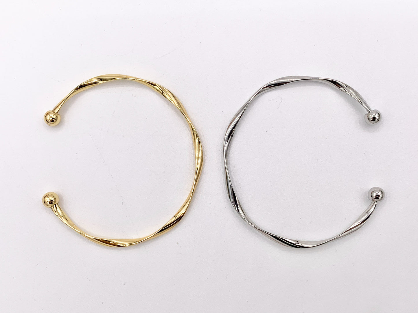 Thin Minimalist Twisted Bracelet Cuffs in Real Gold/Platinum 18K Plated Copper 4PCS