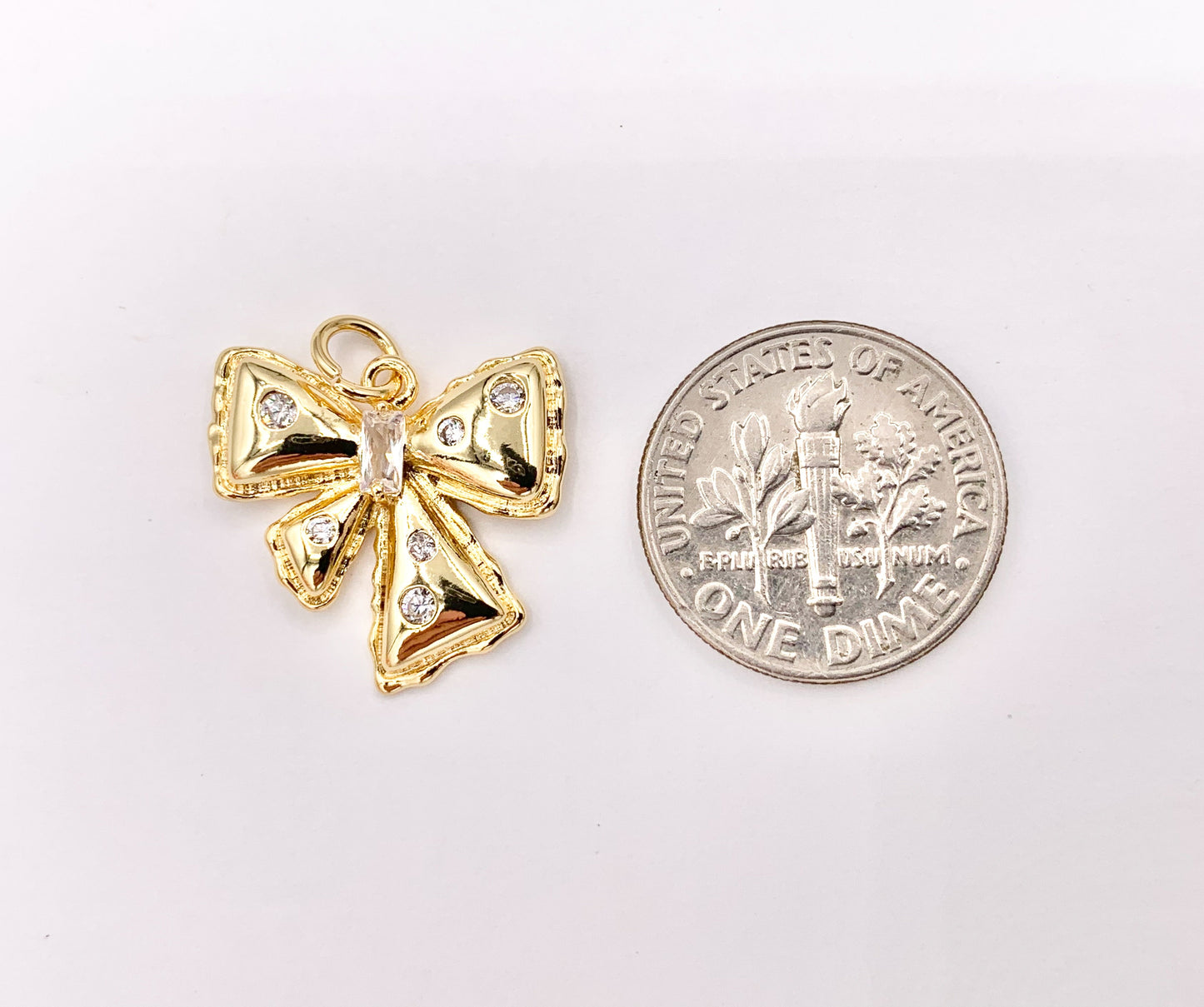 Cute Bowtie Pendant in CZ Pave 18K Gold Plated Over Copper 6PCS