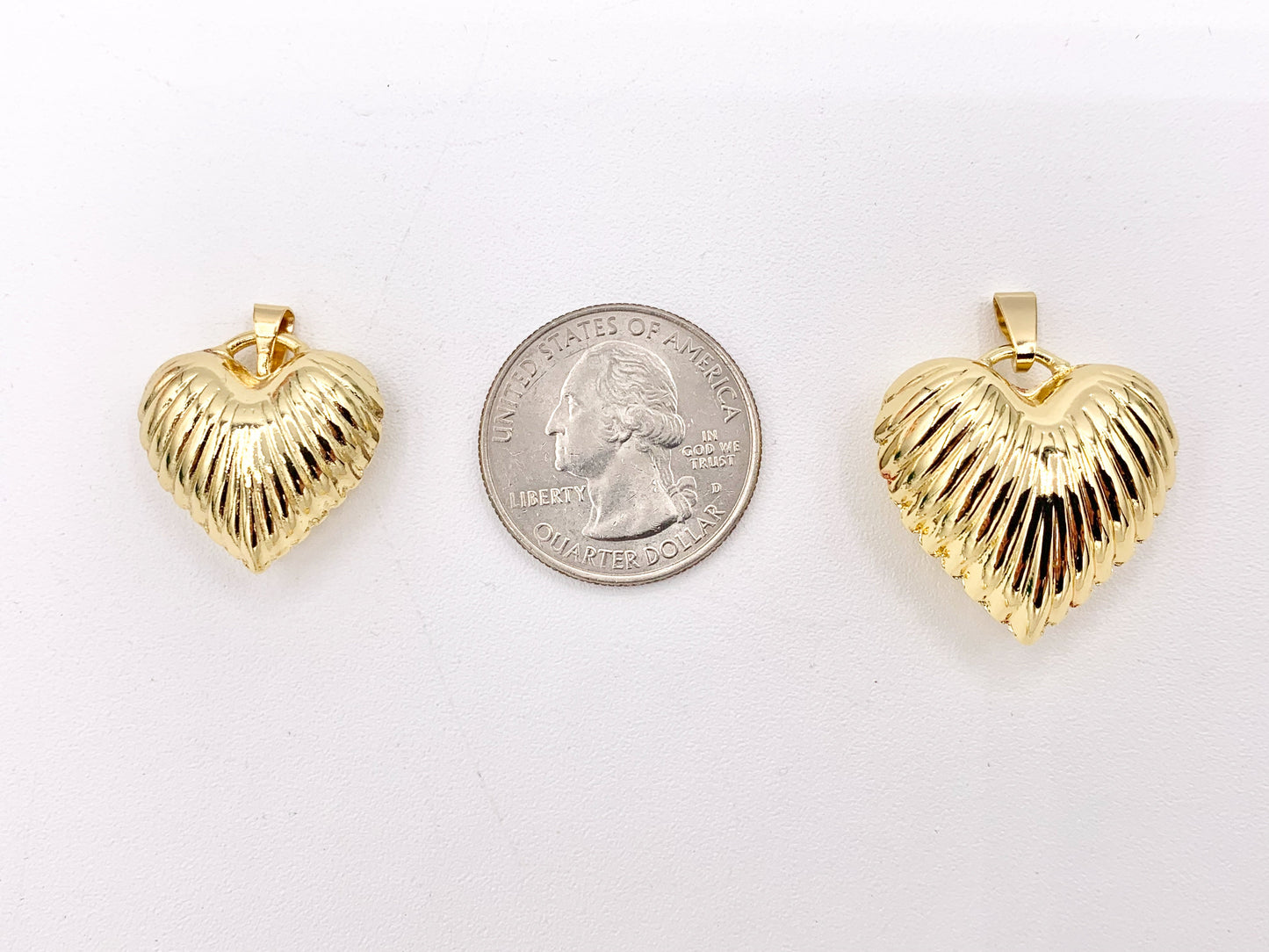 Cute Etched Puffy Heart Pendant Charms in 18K Gold or Silver Plated Copper 5 PCS/ 6 PCS