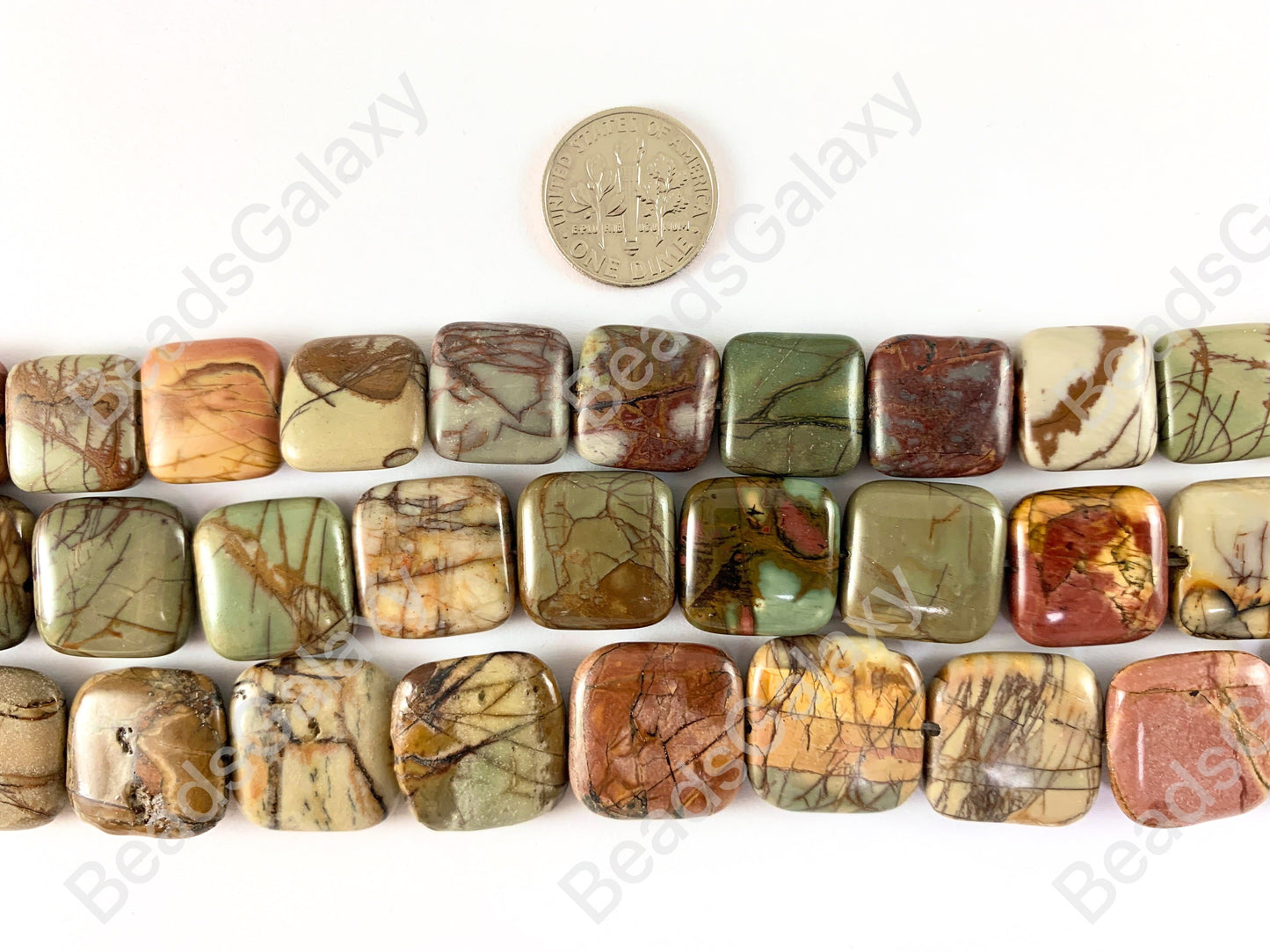 Picasso Jasper/Red Creek Jasper Square Smooth Flat Natural Stone Beads Perfect Fall Color Gemstone Around 14"- 15"