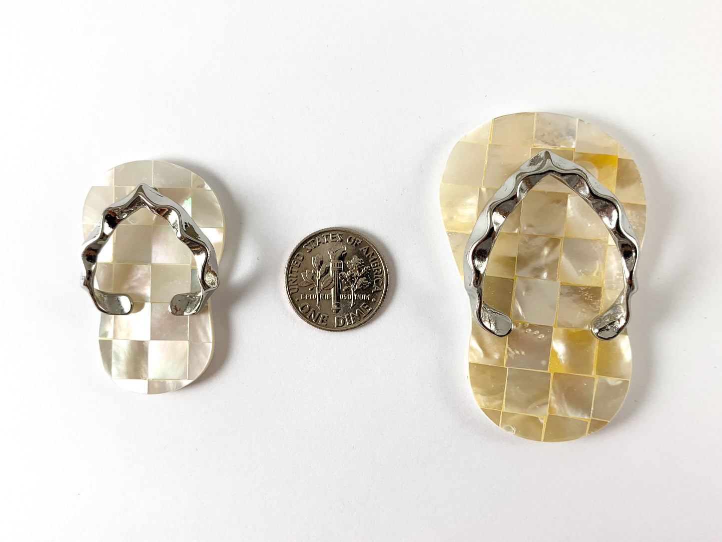 Abalone and Trocas Shell Flip Flop Beach Sandal Pendant & Matching Earrings Summer Time Beach Jewelry