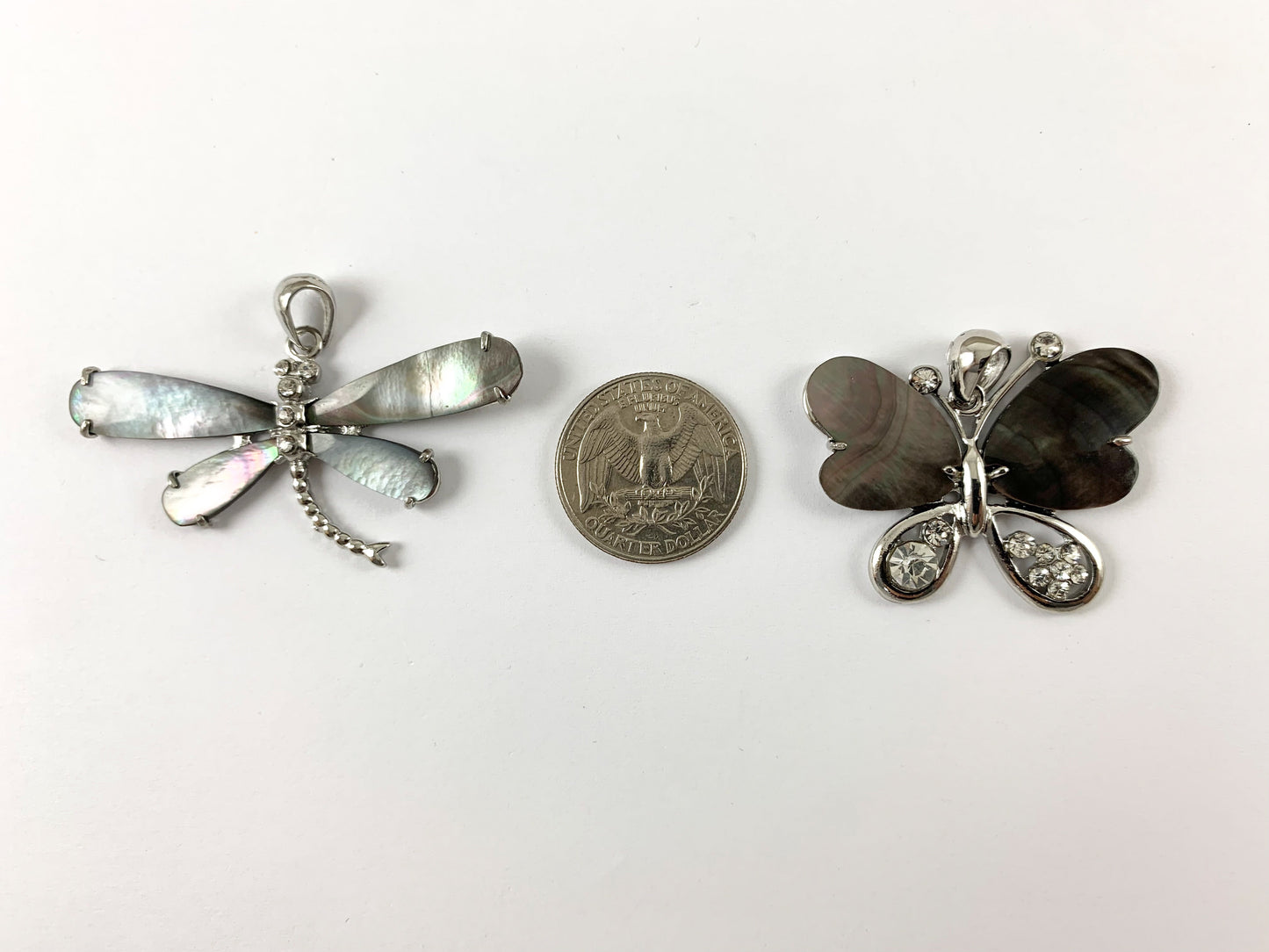 Natural Black Lip Shell Large Butterfly Rhinestone Pendant Summer Spring Jewelry