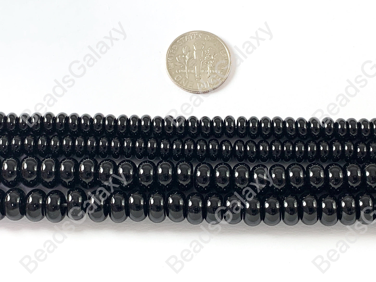 Grade AAA Solid Black Onyx Rondelle Smooth Shiny Natural Gemstone Beads High Quality Healing Stone 6mm 8mm Around 15"