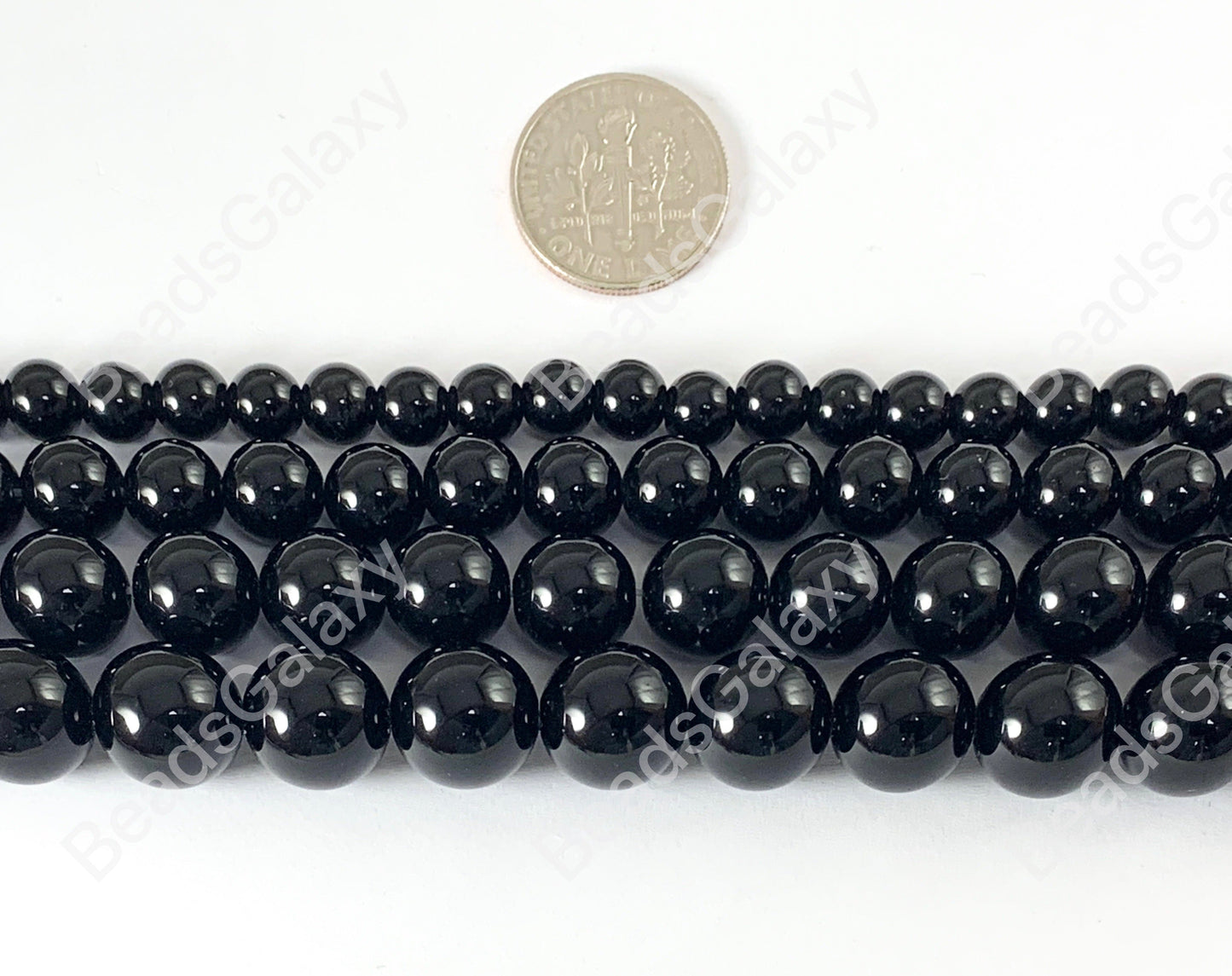 Black Obsidian Round Smooth Shiny Solid Black Natural Healing Gemstone Beads Men's and Women's bracelet Around 15"- 16" Strand