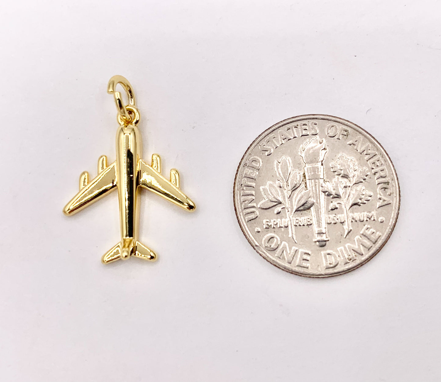 Cute Airplane Charms in 18K Gold Plated Over Copper 10 PCS