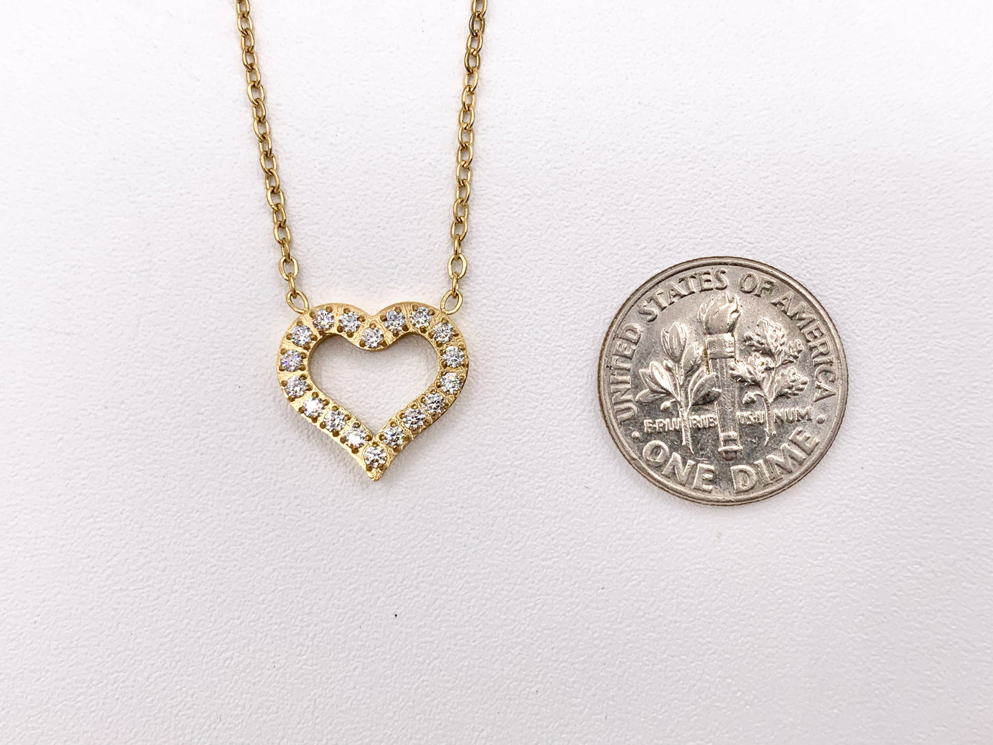 Delicate CZ Pave Heart Necklace Gold Plated Stainless Steel Dainty Flexible Minimalist Finished Necklace 16" with Extension Link 1PC