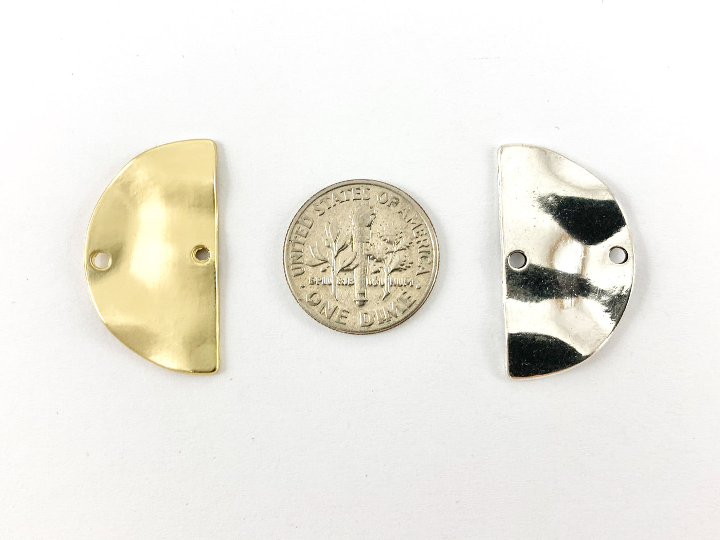 15x27mm Pewter Wavy Half Moon Pendants Beautiful Semi Circle Connectors Bulk Order in Matte Gold, Silver, Copper, Brass and Gunmetal