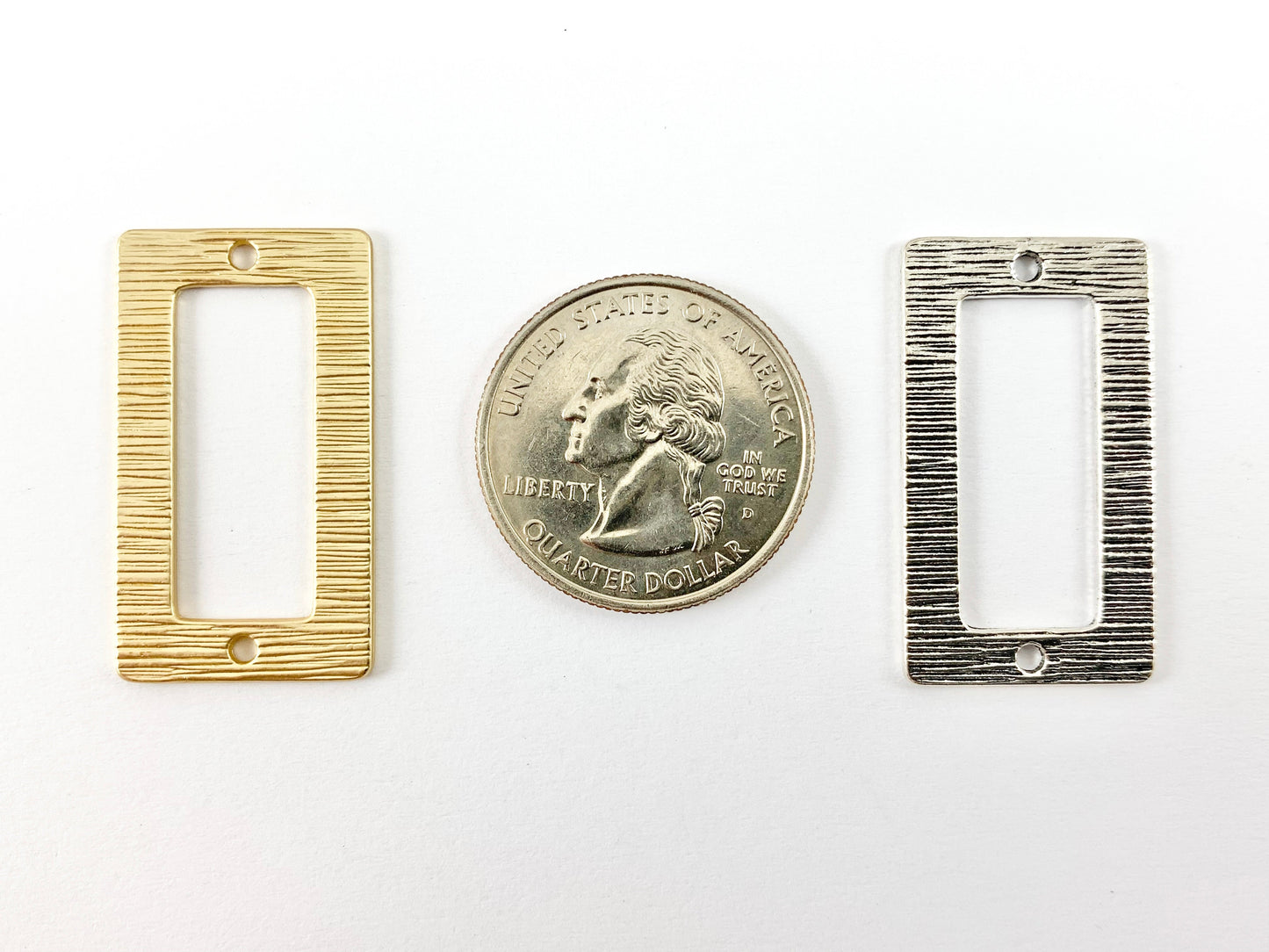 18x32mm Pewter Wavy Cut Out Rectangle Pendants Brushed Rectangular Connectors Bulk Order in Matte Gold, Gold, Silver, Brass and Gunmetal