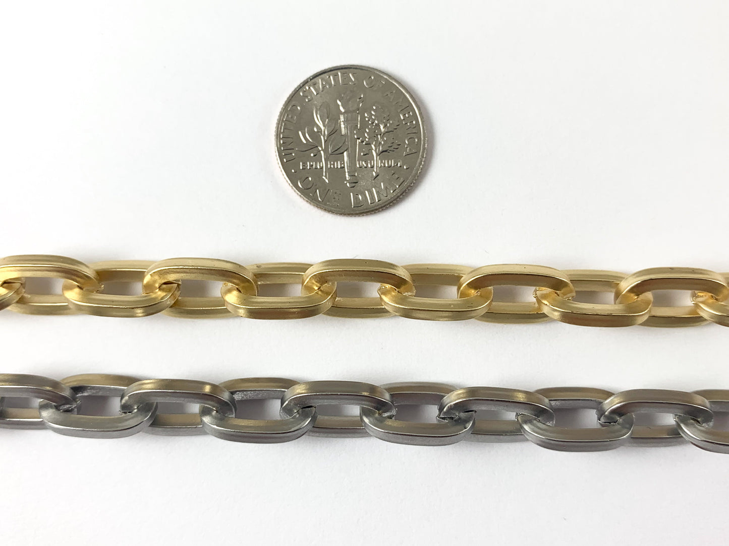 Real Gold/Platinum Plated Chunky Oval Chain in Matte Gold and Matte Silver Color