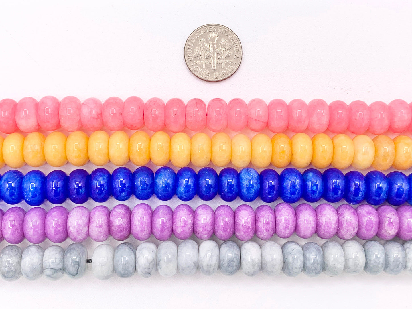 6x10mm Beautiful Dyed Jade Smooth Rondelle Beads | Multicolor Dyed Jade Imitation Stone Beads Around 15" | Price Per Strand