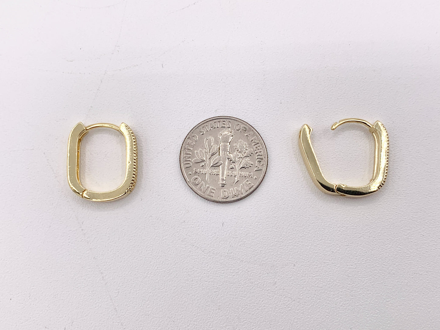 Oval Rectangle Earring Hoop Huggies in CZ Pave Real Gold/Platinum 18K Over Copper 5 PAIRS