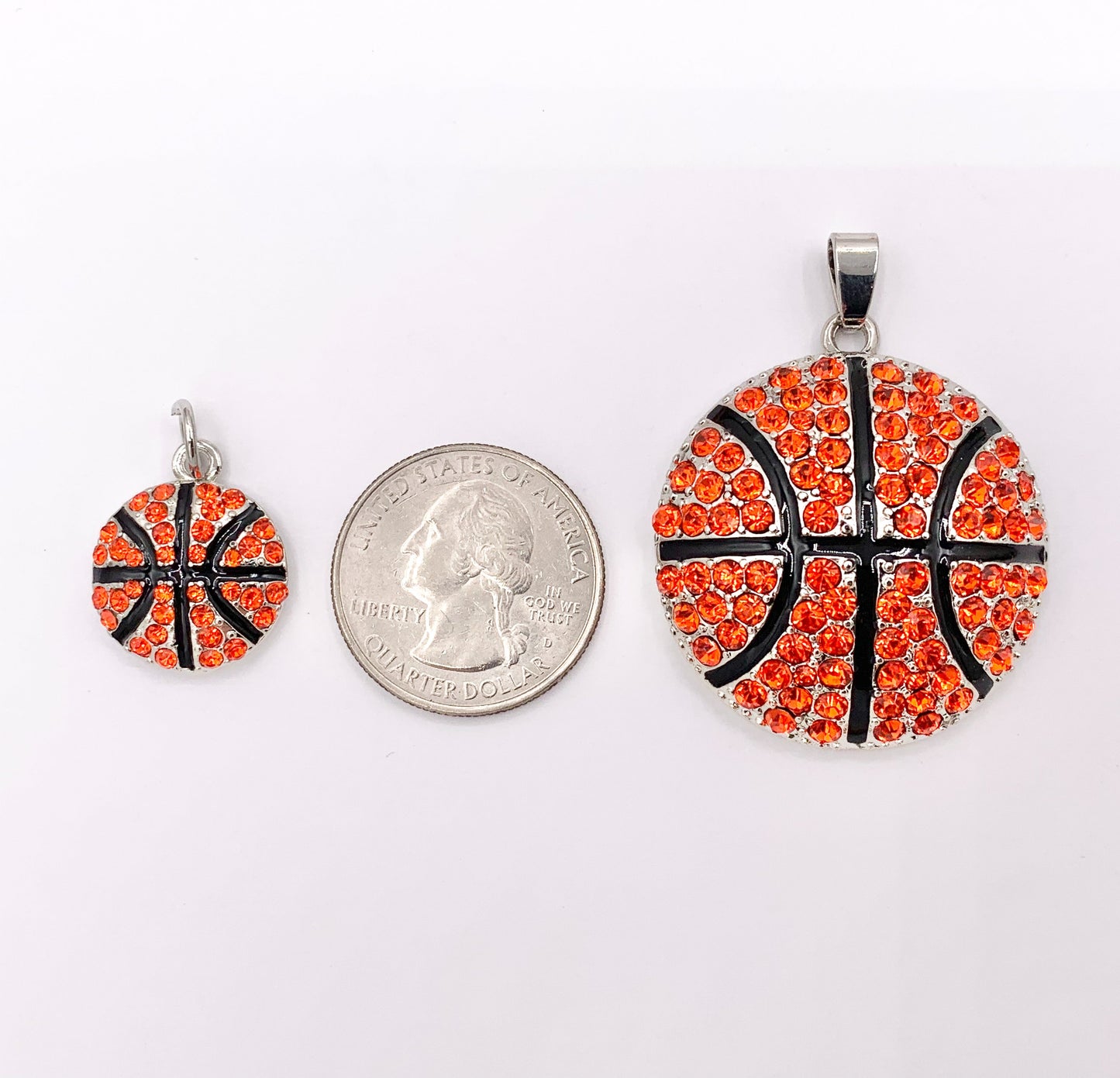 17mm & 34mm Rhinestone Basketball Charms/ Pendants Orange Rhinestone Sports Ball Pendant 1 PC