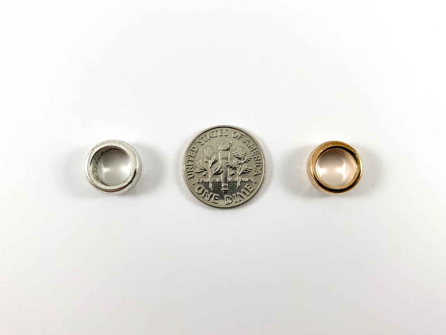 Pewter Base Metal Shiny Smooth Rondelle Large Hole Spacer Beads Rosy Gold, Gold, Silver, Bronze, Copper 125 Grams Bag