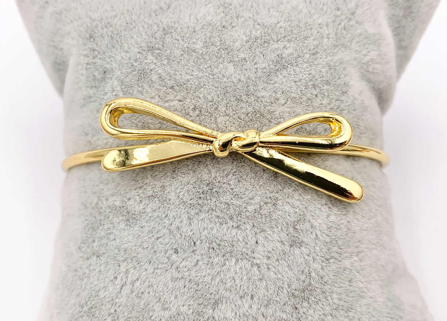 Cute Minimalist Bow Tie Bangle Adjustable Bracelet Cuffs in Real Gold 18K Plated Copper 3 PCS