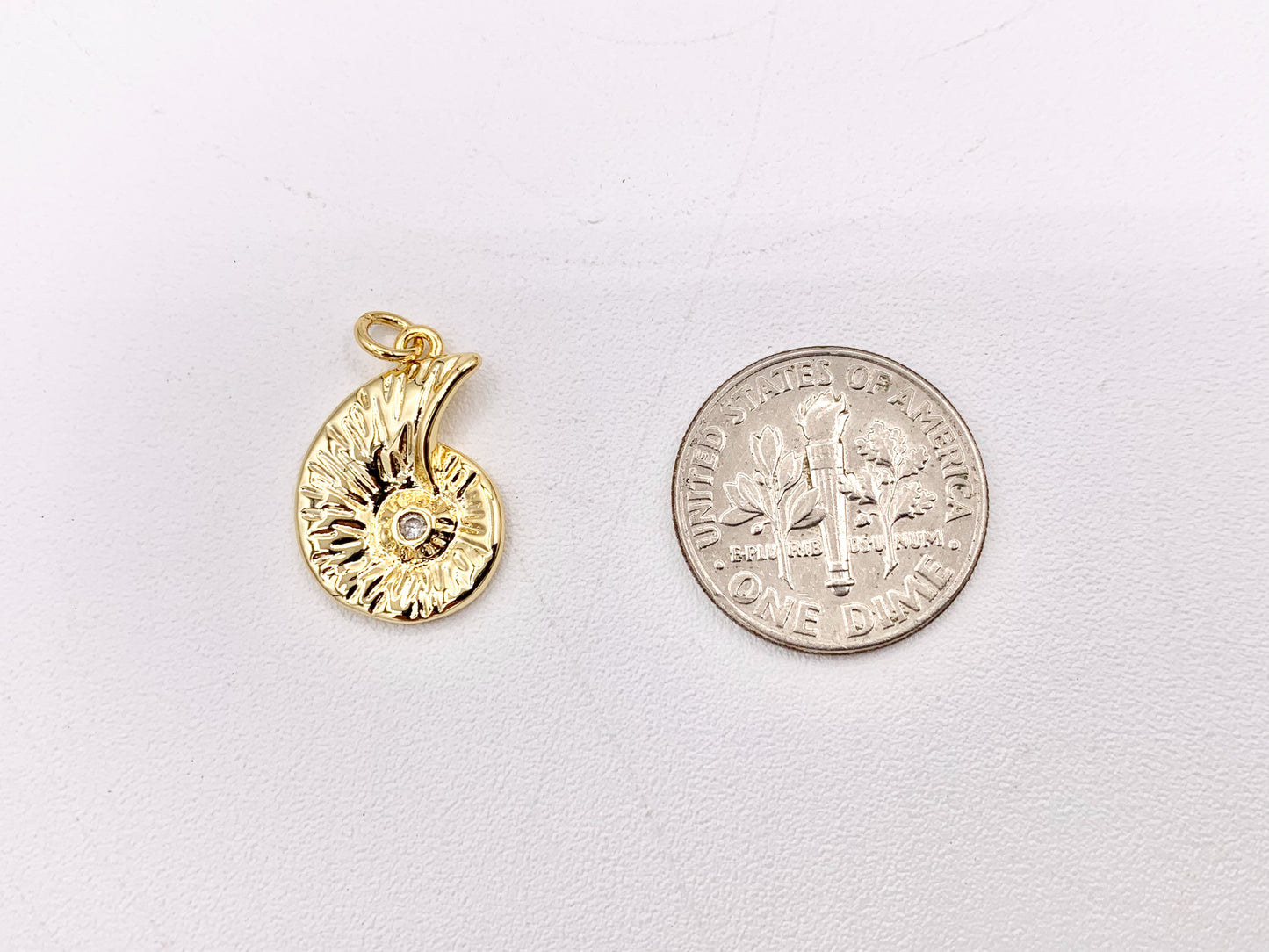 Cute Small CZ Pave Conch Shell Charms Pendants Plated in 18K Gold Copper Base 10 PCS
