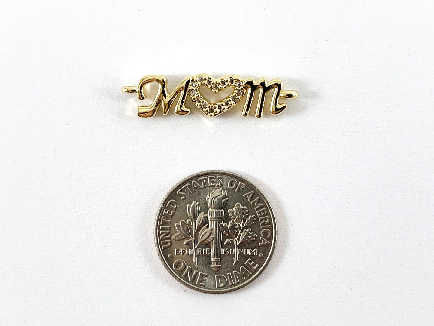 Real Gold 18K Plated Micro CZ Mother's Day Bar Pave Charm/Connector Over Copper 5PCS