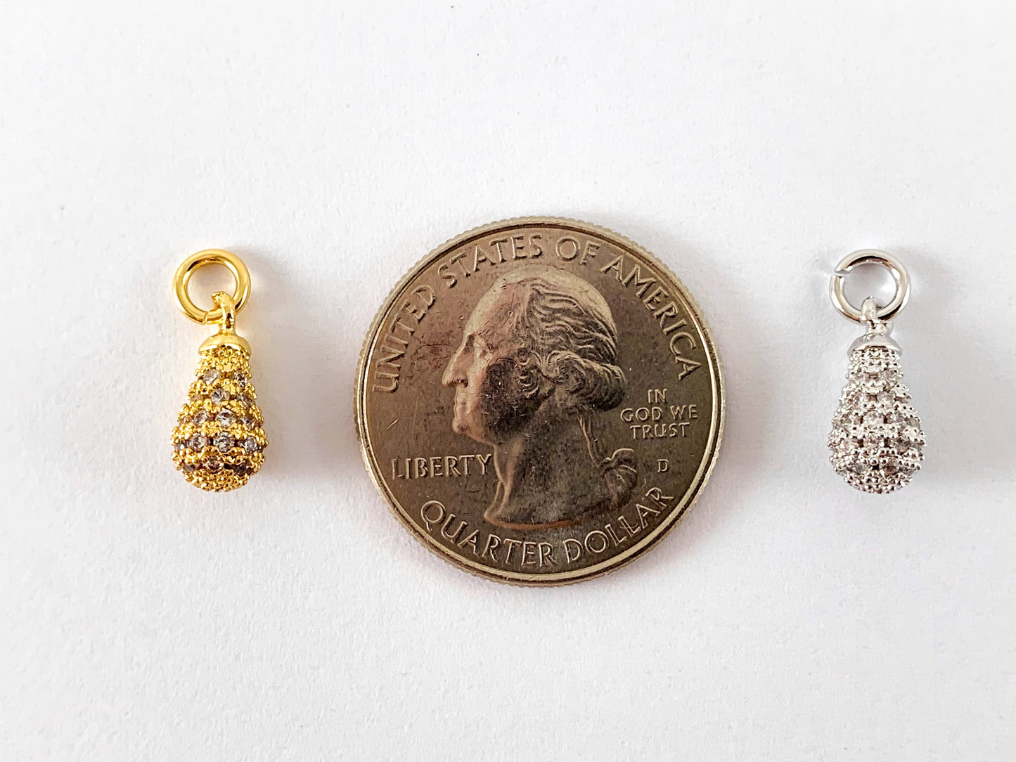 Real Gold 18K Plated Micro CZ Pave Teardrop Charm Over Brass 10PCS