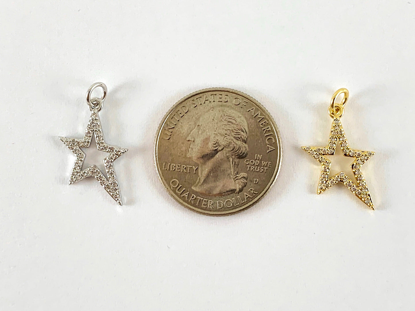 Real Gold 18K Plated Micro CZ Pave Irregular Star Charm Over Brass 10PCS