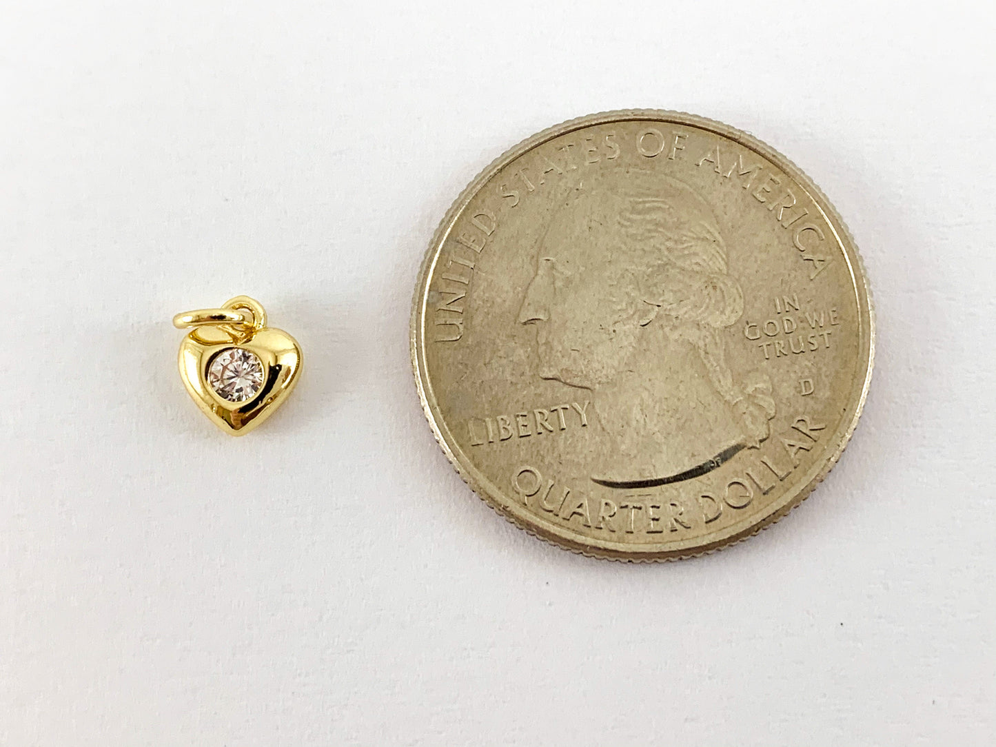 Real 18K Gold Plated Hearts Charms Over Brass 10PCS