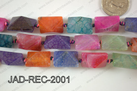 Jade Rectangle 3D faceted 16x20mm JAD-REC-2001