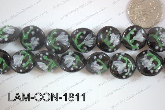 Lampwork Coin 18mm Black/WhiteLAM-CON-1811