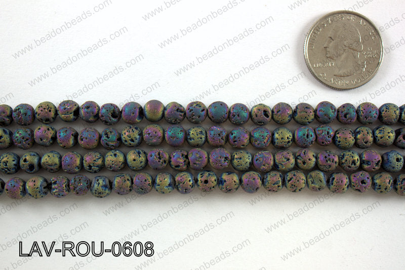 Metallic Coated Lava Round 6mm LAV-ROU-0608