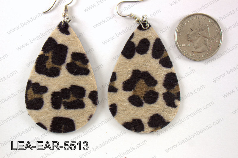 Imitation leather teardop earrings 55x35mm LEA-EAR-5513