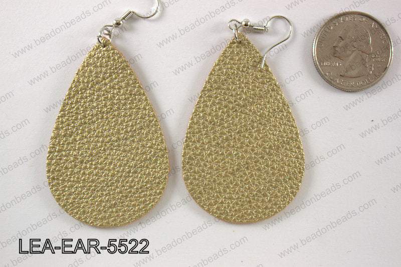Imitation leather teardop earrings 55x35mm LEA-EAR-5522
