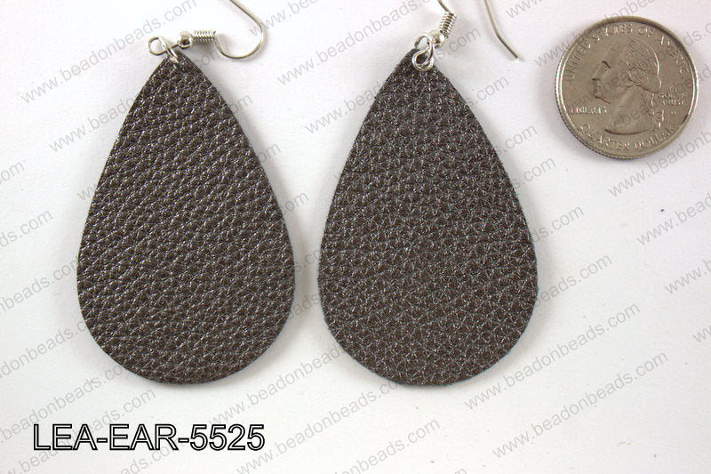 Imitation leather teardop earrings 55x35mm LEA-EAR-5525