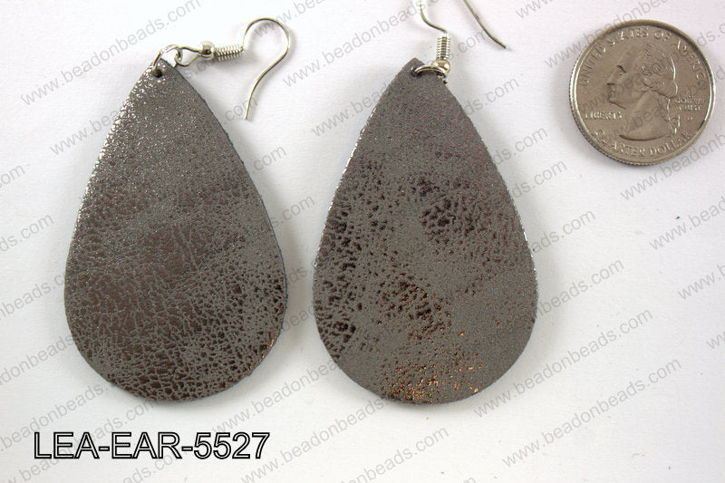 Imitation leather teardop earrings 55x35mm LEA-EAR-5527