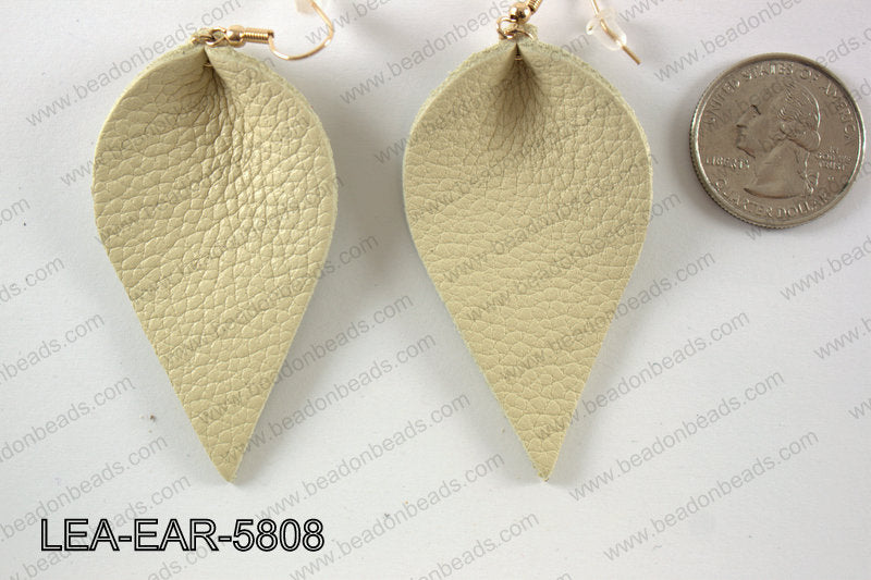 Leather leaf earrings 58x35mm LEA-EAR-5808