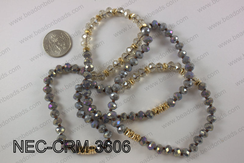 8mm crystal with metal spacer necklace NEC-CRM-3606