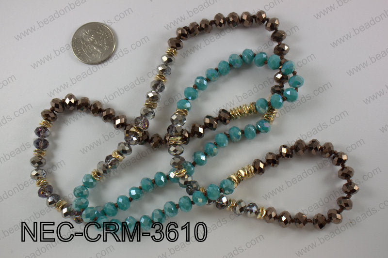 8mm crystal with metal spacer necklace NEC-CRM-3610