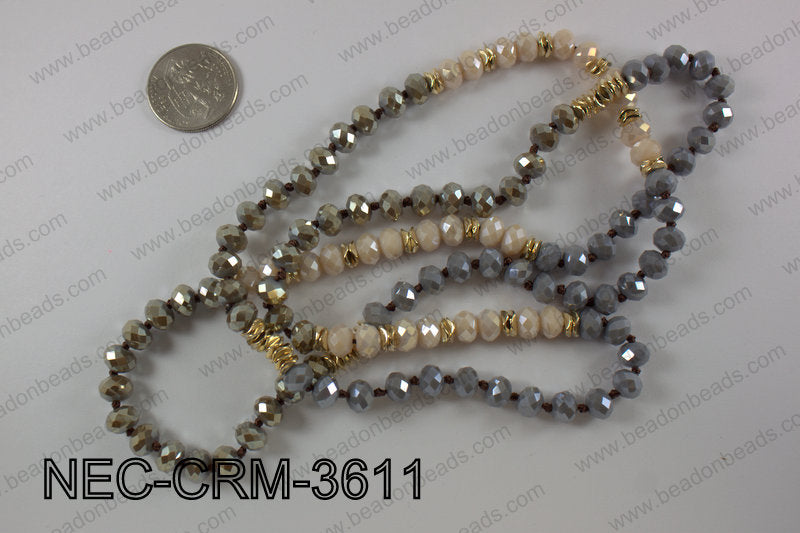 8mm crystal with metal spacer necklace NEC-CRM-3611