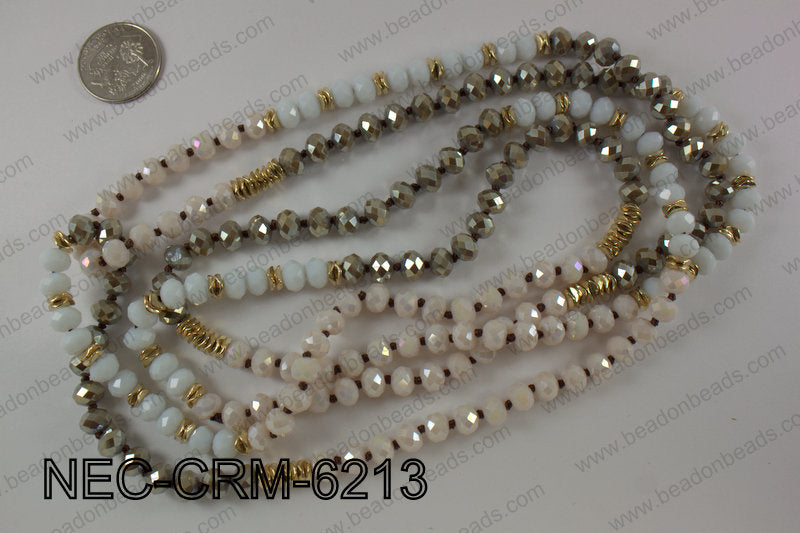 8mm crystal with metal spacer necklace NEC-CRM-6213